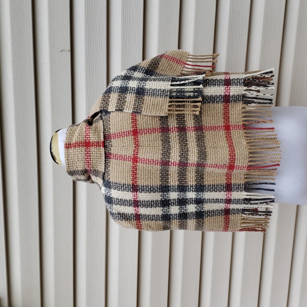 BURBERRY CHECK PLAID SCARF CAPE CAPELET - Picture 6 of 8